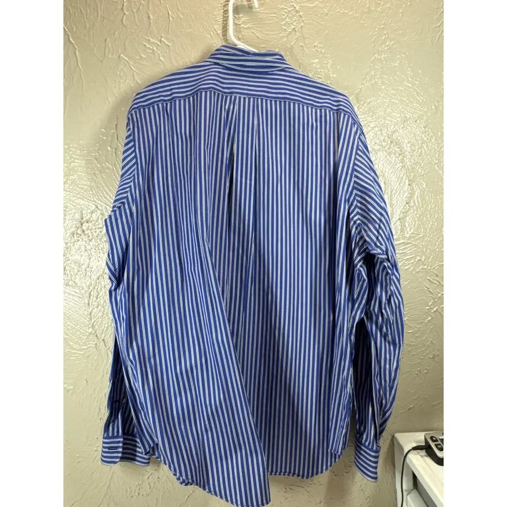 Polo Ralph Lauren Shirt Men's‎ Striped Classic Fit Dress Button Up Blue Size XL